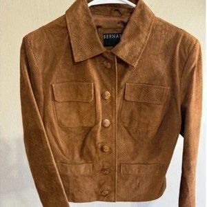 Bernardo Vintage Women’s Cognac Leather Suede Boxy Jacket Sz S
